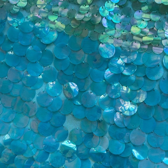 Cache Iridescent Blue Sequin Pencil Skirt - Picture 4 of 4